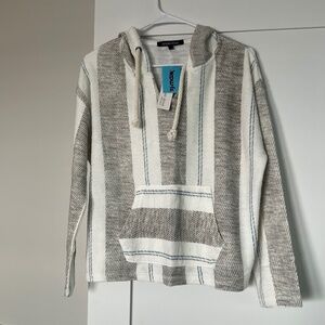 Ocean Drive Grey & White striped pullover hoodie